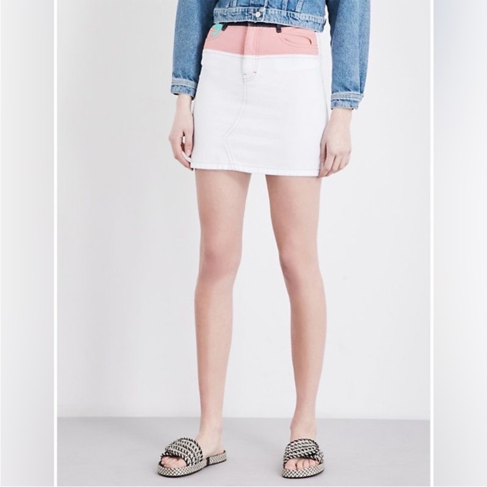 Maje Colourblock Denim Mini Skirt